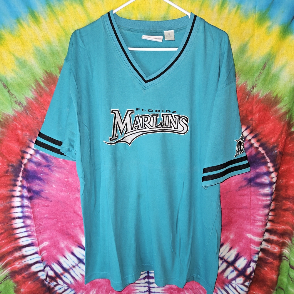 Vintage Genuine Merchendise x Reebok Florida Marlins Teal V-Neck Jersey